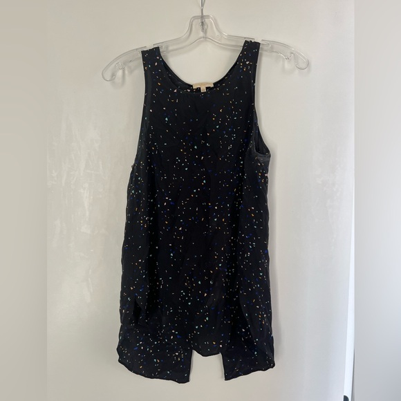 Aritzia Wilfred Black Confetti Speck Split Back Silk Tank Top XS - Picture 1 of 4